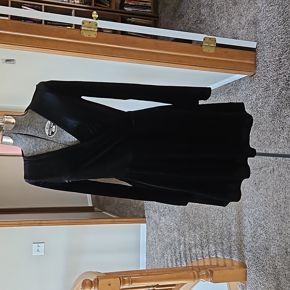 Express black velour wrap style dress